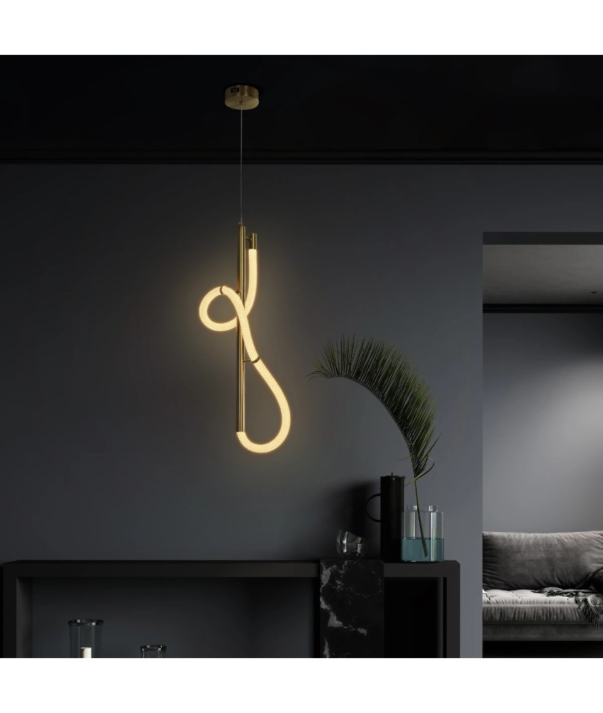 kelvo® GLOW KLV-101-0160 Κρεμαστό Φωτιστικό Οροφής LED 24W 2400lm 360° AC 220-240V IP20 Ρυθμιζόμενο Λευκό CCT με On-Off 2700K-4500K-6000K - Lumileds SMD Chip - Χρυσό Πλατίνα - Μ30 x Π17 x Υ66cm - 3 Χρόνια Εγγύηση